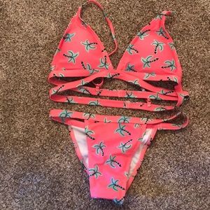 NWOT palm tree bikini size S